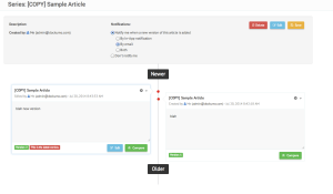 Timeline view of an article